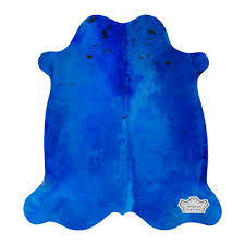 vibrant blue color d cowhide rug