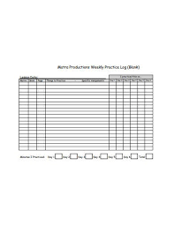 weekly practice log templates in pdf