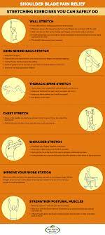 infographic shoulder blade pain stretches