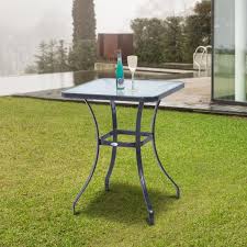Black Outdoor Glass Top Bistro Table