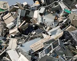 Electronic waste (e-waste) pile