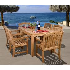 7 Piece Wood Patio Dining Set In Teak