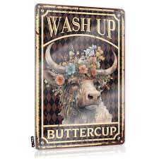 Amazon.com : Cow Wash Up Buttercup Bathroom Tin Sign Funny Wall Artgroovy  Home Decoryard Statues Outdoor And Gardenoffice Wall Decor For Women (Color  : Colour, Size : 30X40CM) : Home & Kitchen