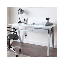 Richmond White Glass Top Computer Desk