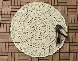 lace adventure white tea doily rug