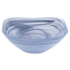 Soft Blue Alabaster Square Glass Bowl