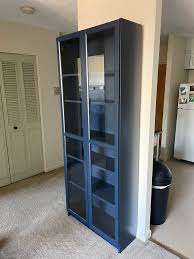 dark blue ikea billy bookcase with