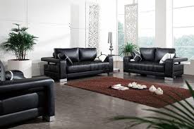 black leather modern 3pc living room