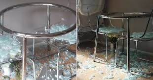an ikea glass table exploded as a mum