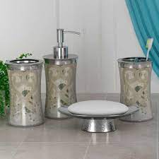 4 Piece Mercury Glass Bath Set