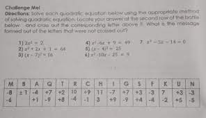 Solve Each Quadratic Equation Below
