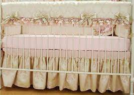 Satin Crib Bedding Set With Pink