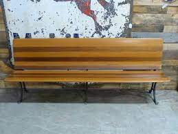 Folding Wood Bench With Cast Iron Legs