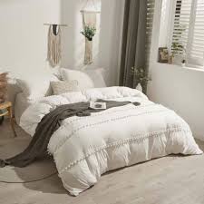 White Comforter Set Queen Size Pom Pom