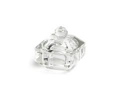 small crystal glass honey dish with lid