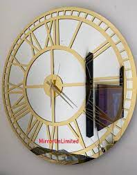 Gold Large Mirrored Wall Clock For Home