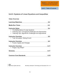 Unit 6 Systems Of Linear Equations And