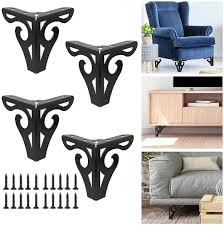 wruas set of 4 modern black metal furniture legs table leg replacement sofa legs