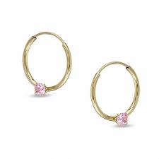 hoop earrings with pink cubic zirconia