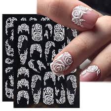 flower nail stickers 5d white flowers