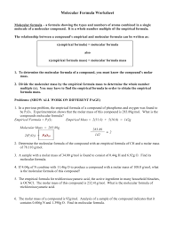 molecular formula worksheet