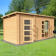 Pent Log Cabin With Side Shed Structure