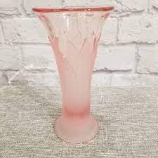 Viking Pink Frosted Glass Vase
