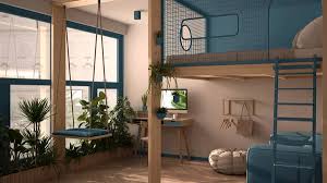 minimalist studio apartment with loft