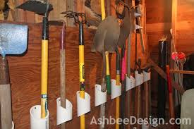 organizing garden tools with pvc
