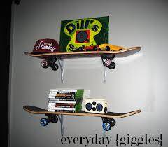 These pottery barn copycat items are quality, but without the luxury price tag! Skateboard Shelves Everyday Giggles