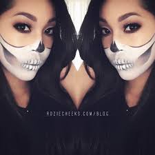 halloween half skull makeup roziecheeks
