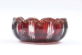 Six Cut Glass Ruby Red And Gilt Petal