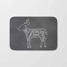 Venison Butcher Diagram Deer Meat Chart Bath Mat