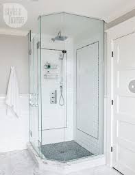 corner shower transitional bathroom