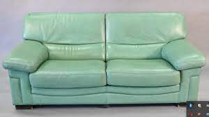 roche bobois green leather sofa