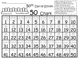 A 5oth Day Of School 1 50 Chart Counting To 50 In October