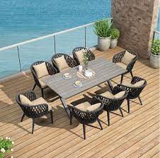 Outdoor Plastic Wood Steel Dining Table