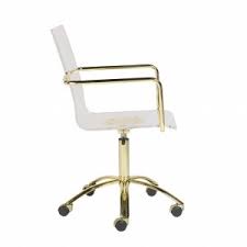 Learn more about on our blog. Rolling Office Chair In Clear Acrylic With Gold Base