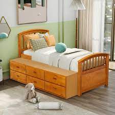 oak twin size solid wood platform bed