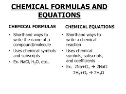 Ppt Chemical Formulas And Equations