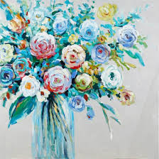 Blue Flowers And Vases Oil Paintings