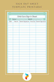 sign out sheet template printable