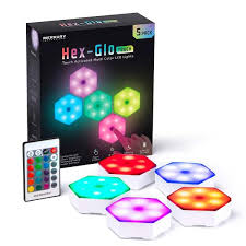Merkury Innovations Hex Glo Touch Activated Multi Color Led Lights 5 Pack