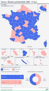 Carte des résultats du second tour de l'élection présidentielle 1995 |  vie-publique.fr