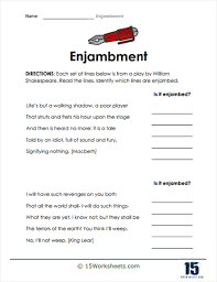 enjambment worksheets 15 worksheets com