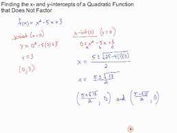 Y Intercepts Of A Quadratic Function