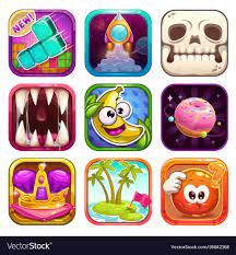 funny cartoon app icons for game design