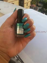Green nails with a smattering of glitter. On My Nails Today Very Me Metallic Nail Polish Aqua Green Paperblog