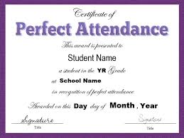 Sample Perfect Attendance Certificate