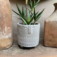 Grey Concrete Face Plant Pot Planter